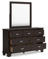 Covetown Full Panel Bed with Mirrored Dresser and Nightstand