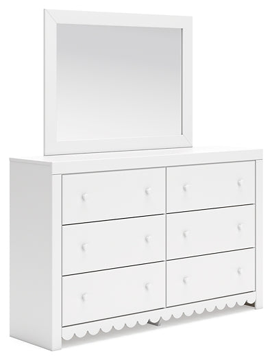 Mollviney Full Panel Headboard with Mirrored Dresser