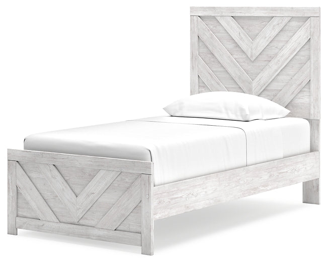 Cayboni Twin Panel Bed with Mirrored Dresser