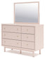 Wistenpine Twin Upholstered Panel Bed with Mirrored Dresser and Nightstand