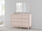 Wistenpine Twin Upholstered Panel Bed with Mirrored Dresser and Nightstand