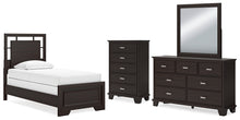 Load image into Gallery viewer, Covetown Twin Panel Bed with Mirrored Dresser and Chest
