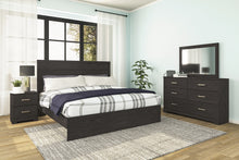 Load image into Gallery viewer, Belachime Full Panel Bed with Mirrored Dresser and 2 Nightstands
