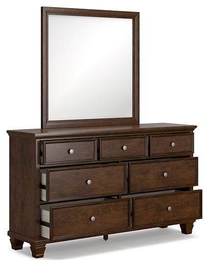 Danabrin Full Panel Bed with Mirrored Dresser and 2 Nightstands