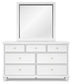 Fortman Full Panel Bed with Mirrored Dresser, Chest and Nightstand