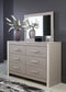 Surancha Full Panel Bed with Mirrored Dresser and Nightstand